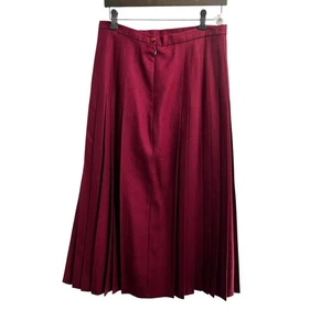 Lairds Of Scotland Vintage Wool Pleated Cranberry Midi Skirt Women's Size Medium - Picture 1 of 8