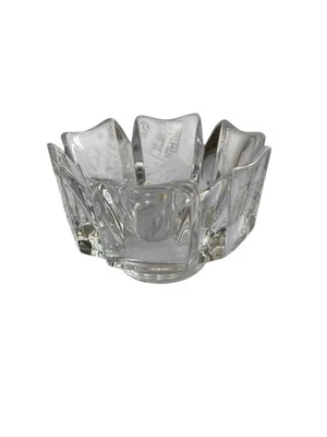 Cuenco de cristal Orrefors Sweden Corona de Lars Hellsten 8" grabado firma Foto 1 de 3