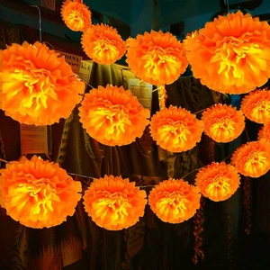 Marigold Flower Heads LED String Lights Battery Artificial Fairy String Lights - Picture 1 of 14