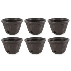 Suncast 100 Foot Resin Wicker Garden Water Hose Storage Holder Pot (6 Pack) - Picture 1 of 12