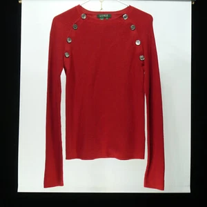Maglione Ralph Lauren donna piccolo S rosso maglia cotone casual classico bottoni - Foto 1 di 3