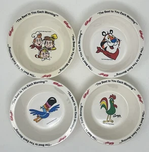 Juego de 4 cuencos de cereal Kellogs 1995 Corny Elves Tony The Tiger Tucan Sam - Imagen 1 de 6