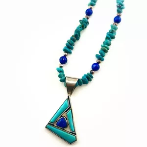 Jay King Necklace & Pendant Set Lapis Turquoise Blue Sterling Silver 925 Beaded - Picture 1 of 16