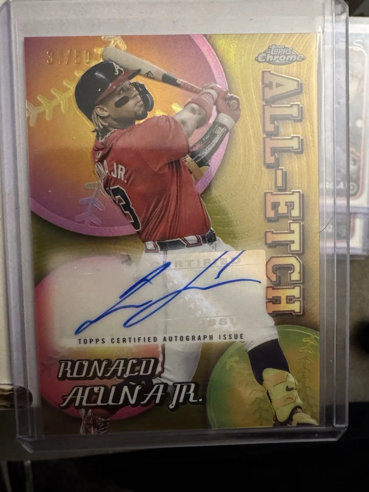 2024 TOPPS CHROME UPDATE RONALD ACUNA JR ALL-ETCH Gold REFRACTOR AUTO # /50 - Image 1 of 2