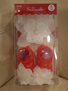 NEW Baby First Christmas outfit For Girls Head wrap And RED Booties 0-12 Months - Picture 1 of 7