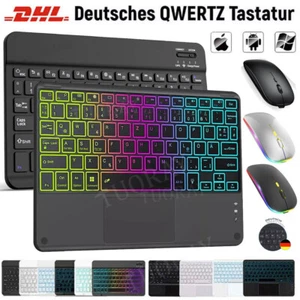 QWERTZ Bluetooth Tastatur Maus Kompatibel mit Android/Windows/iPad iOS Tablet DE - Bild 1 von 175