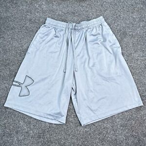 Under Armour Basketball Shorts Mens Size Medium Gray Silver Loose Fit Athletic