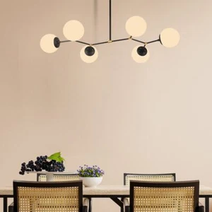 Minimalist Globe Chandelier, Modern 6 Globe Chandelier Dining Room, Linear... - Picture 1 of 4
