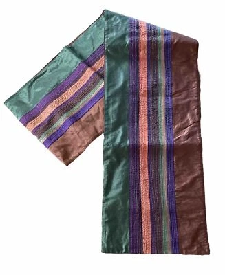 Crate and Barrel SHIMMER Table Runner 14 X 120” Autumn Fall Thanksgiving Striped - Image 1 of 4