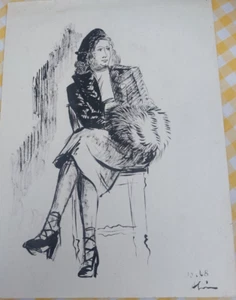 Ink China Elegant 1948 André Simon Artist Lorraine Metz - Picture 1 of 5