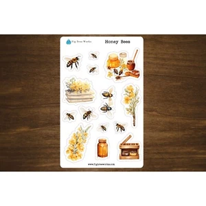 Bees Sticker Sheet | Deco Honeybee Stickers for Planners and Journals - Picture 1 of 2
