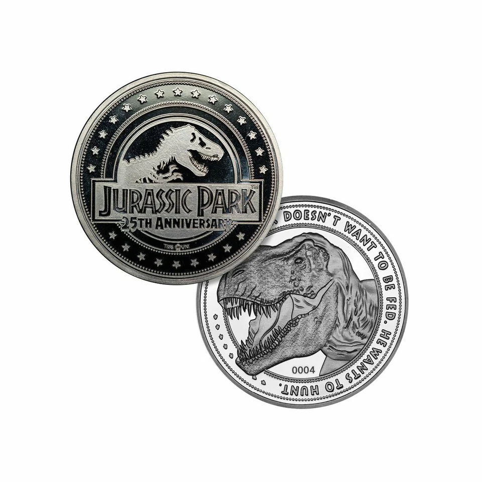 Jurassic Park Collectable Coin 25th Anniversary T-rex Silver Edition