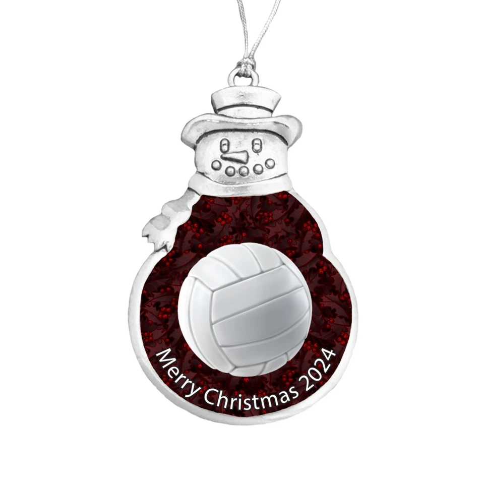 Pelota de Voleibol 2024 Rojo Plata Metal Muñeco de Nieve Navidad Adorno Regalo Jugador Foto 1 de 1