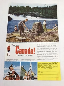 Canada Vacations Unlimited Vtg 1954 Print Ad Art Travel - Picture 1 of 3