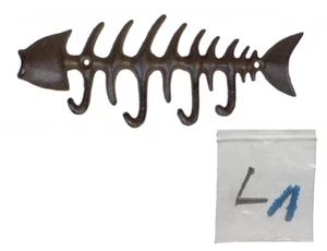 Colgador de espina de pescado de metal - Tornillos de fijación de efectos antiguos incluidos. - Imagen 1 de 1