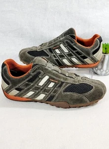 GEOX Respira Para Hombres Gris Serpiente Zapatillas bajas Zapatos con cordones Gamuza Malla Talla 8 - Imagen 1 de 12