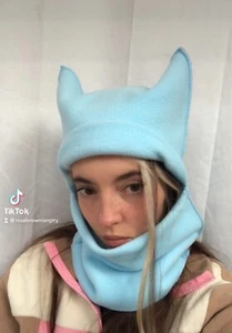 Ladies handmade balaclava hat with ears long hooded animal scarf warm windproof - Picture 1 of 1