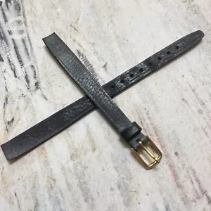 Negro mate 10mm señora de colección de punta abierta genuino piel de becerro correa reloj década de 1960 NUEVO DE LOTE ANTIGUO - Imagen 1 de 5