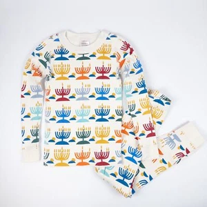 Hanna Andersson 2-Piece Rainbow Hanukah Print Long John Pajamas Kids Sz 5 - Picture 1 of 10