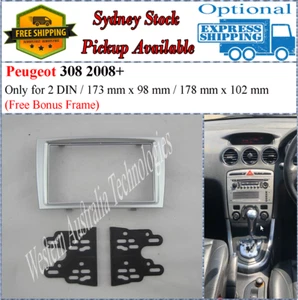 Fascia facia Fits Peugeot (308) 2007-2013, (408) 2011+ Double Two 2 DIN Dash- - Picture 1 of 4