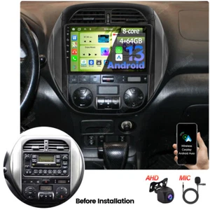 Autoradio 4G+64G Android 13 Apple Carplay per Toyota RAV4 2003-2005 GPS 8 core - Foto 1 di 17