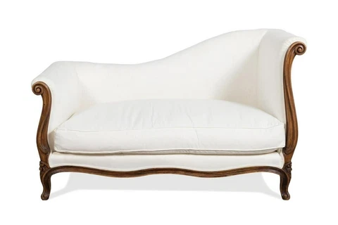 FRENCH LOUIS XV STYLE WHITE UPHOLSTERED RECAMIER Sofa Settee Down Cushion Comfy Cover