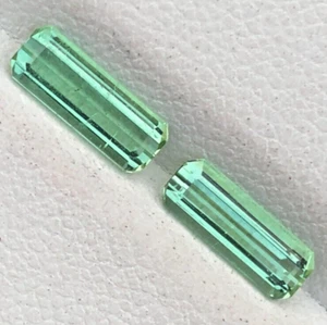 1.70 ct Pair of Natural Light Green faceted Afghan Tourmaline Loose Gemstone - Picture 1 of 11
