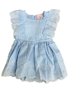 Infant & Toddler Girls Light Blue Sleeveless Cotton A-Line Baby Dress - Picture 1 of 2