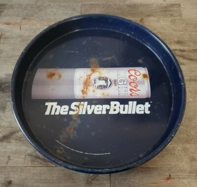 Coors Light Silver Bullet Beer Metal Serving Tray 1987 Nice Vintage Diner Style - Image 1 of 4