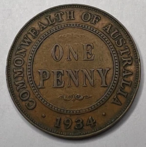 Moneda de bronce de un centavo Australia 1934 en estado bastante bueno km 23 - Imagen 1 de 2