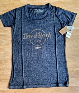 HRC Hard Rock Cafe Oslo Black Metallic Logo Tee T Shirt Girls Size S NWT - Picture 1 of 6