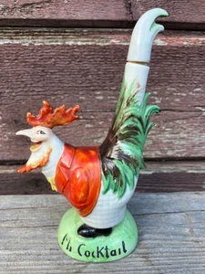 VTG SCHAFER & VATER MR. COCKTAIL ROOSTER FLASK NIP FIGURAL BOTTLE - Bild 1 von 4