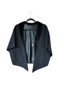 1950s Vintage Black Velvet Trim Wrap Shawl. #Retro Glamour #old Hollywood - Picture 1 of 8