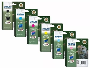 Oryginalne wkłady atramentowe Epson T0791 T0792 T0793 T0794 T0795 T0796 - z fakturą - Zdjęcie 1 z 8