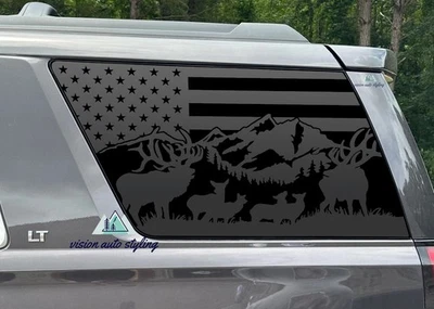 Calcomanía de bandera americana para GMC Yukon 2015-2020 cuarto ventana Elk Mountain Foto 1 de 4