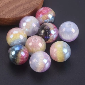 Lote de 5 cuentas redondas de resina brillantes luminosas pintadas a mano para hacer joyas de 16 mm - Imagen 1 de 8