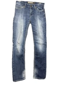 BKE Mens 28 R Aiden Blue Jeans Denim 28x30" Buckle Pants Medium Wash Distressed - Picture 1 of 18