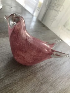 Rosa Wirbel mundgeblasen Kunst Glas großer Vogel Briefbeschwerer 4 Zoll hoch - Bild 1 von 6