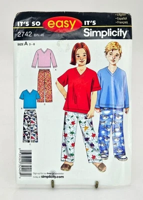 Pattern Kids Unisex  Easy Pants and Knit Top Size 3-8 Simplicity 2742 - Image 1 of 2