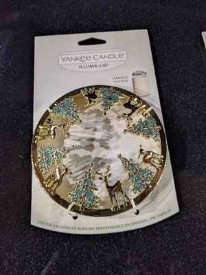Yankee Candle Reindeer Рождественская елка Золотая Крышка Illuma Оригинальная Баночка Свеча Верх - Изображение 1 из 3