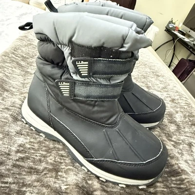 L.L. Botas Bean Kids negras y grises con pisada de nieve niños talla 6 de EE. UU. Foto 1 de 4