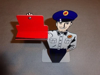 DE COLECCIÓN CHEVROLET OK COCHE USADO 12" METAL GASOLINA Y ACEITE TARJETERO CARTEL Foto 1 de 4