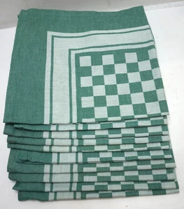 WILLIAMS SONOMA NAPKINS SET OF 10 100% COTTON GREEN CHECKERBOARD CHECKED 21 x 19 - Picture 1 of 5