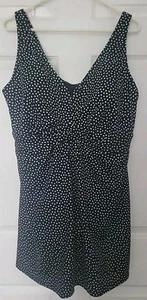 NWOT Sz 20W Lands End Swim Dress / Bathing Suit, Black and White Polk Dot Print - Picture 1 of 6