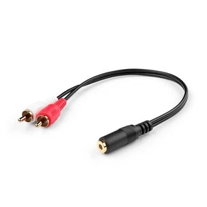 3.5mm 1/8" Female Mini Jack To 2 Male RCA Plug Adapter Convertor Audio Y Cable C - Picture 1 of 7