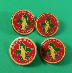 CUATRO Alfileres de Sombrero BSA; 1989 Región de Stockton LITTLE PHILMONT - Imagen 1 de 4
