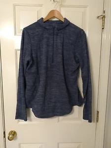 St John’s Bay Active Womens Fleece Blue/Black 1/3rd Zip W/ Pockets SZ L - Picture 1 of 6