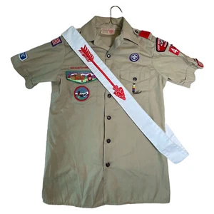 Camisa de Colección Boy Scout Oficial Para Hombre Mangas Cortas con Parches y Faja SM 14-14.5 - Imagen 1 de 11