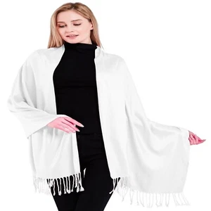CJ Apparel White Solid Color Shawl Seconds Scarf Wrap Stole Throw Pashmina *NEW* - Picture 1 of 12