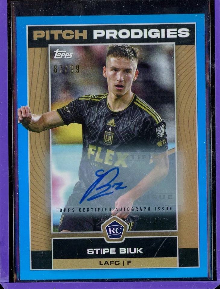 2023 Topps MLS Autographs Blue Foil Pitch Prodigies #6 Stipe Biuk 87/99 - Image 1 of 1
